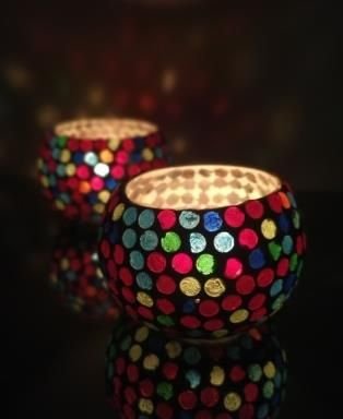Glass Mosaic Candle